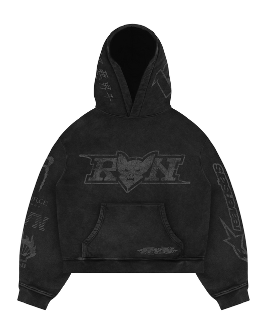 Reaven Vintage Black Racing Hoodie